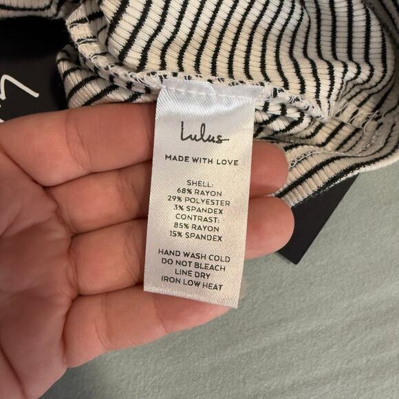 Lulus Trendy Match White Striped Ribbed Two-Piece Midi Dress, S - Picture 3 of 5